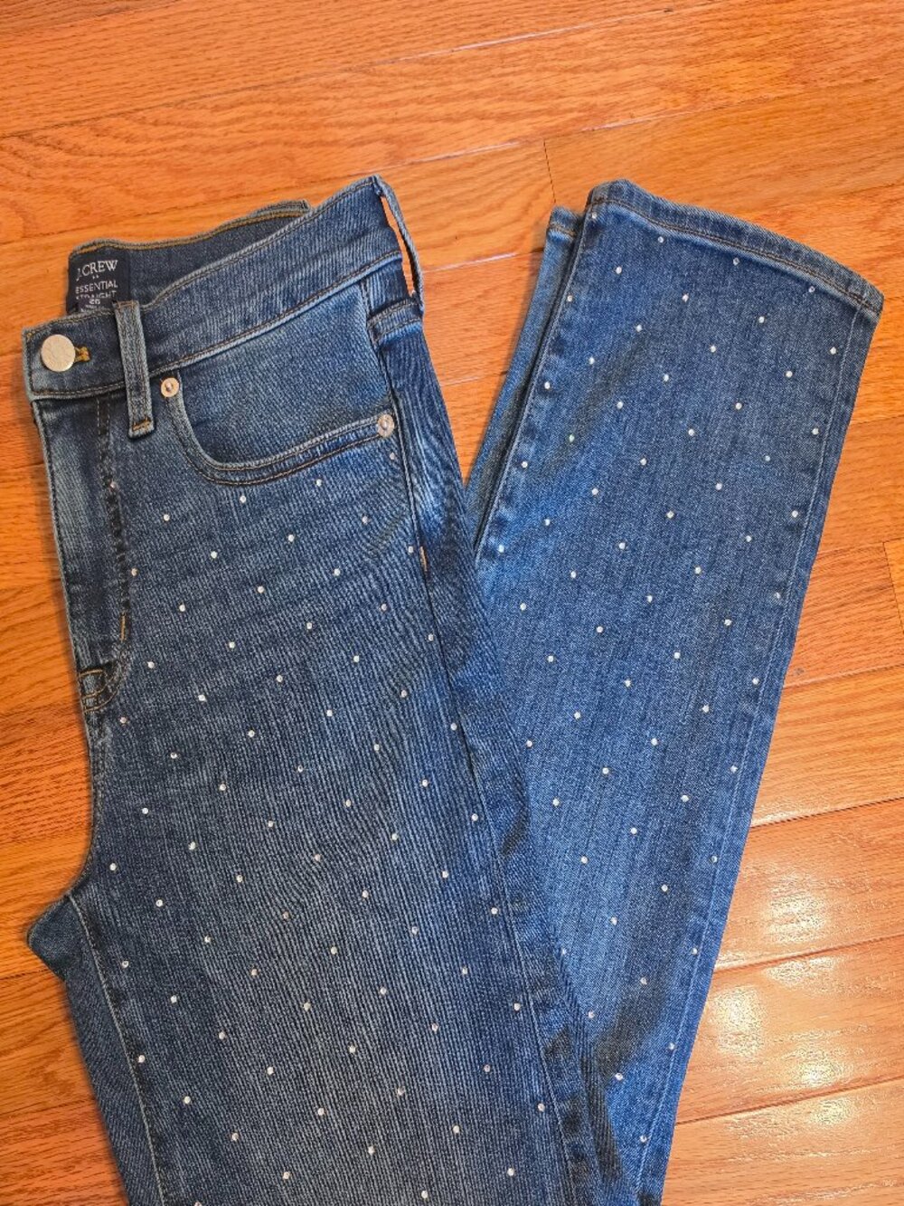 J. Crew Essential Straight Rhinestone Studded Front Jeans - Size 26